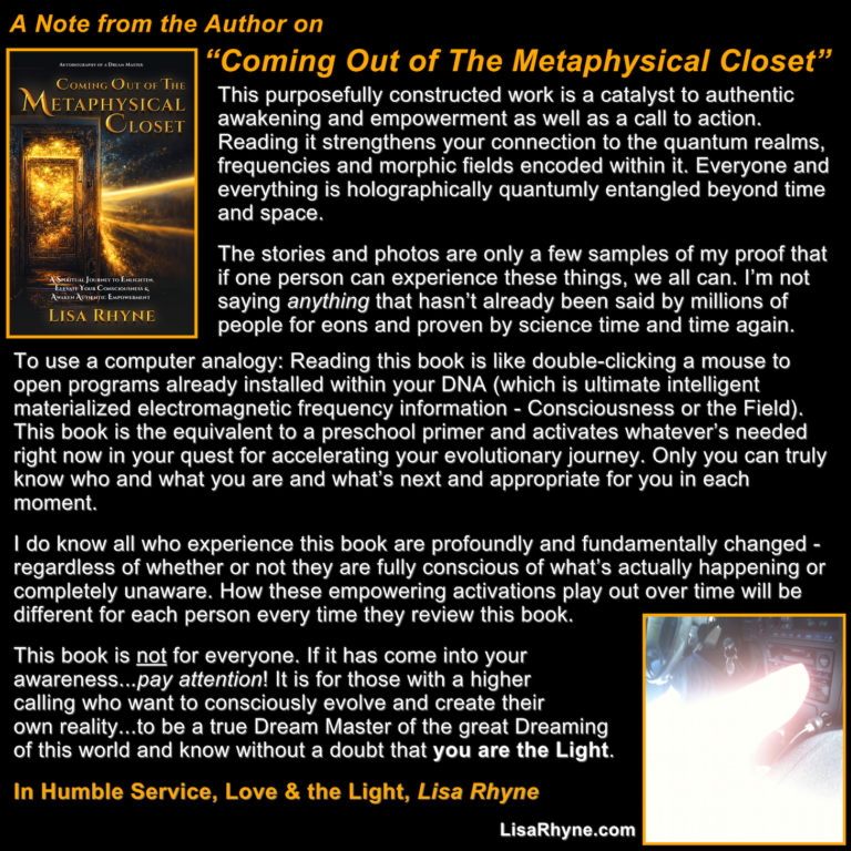 A note from Lisa Rhyne regarding her new book.