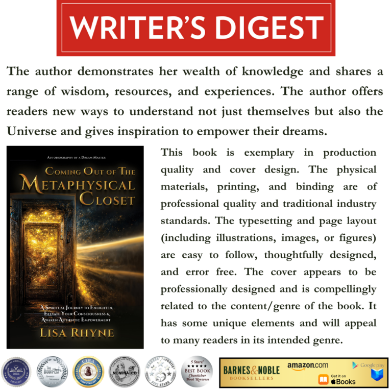 Image of book cover "Coming Out of The Metaphysical Closet" with Writer's Digest review